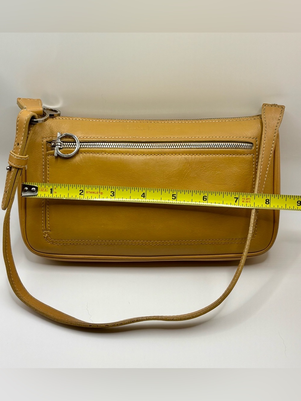 Vintage Salvatore Ferragamo Tan Leather Pouchette Shoulder Bag - Picture 10 of 16